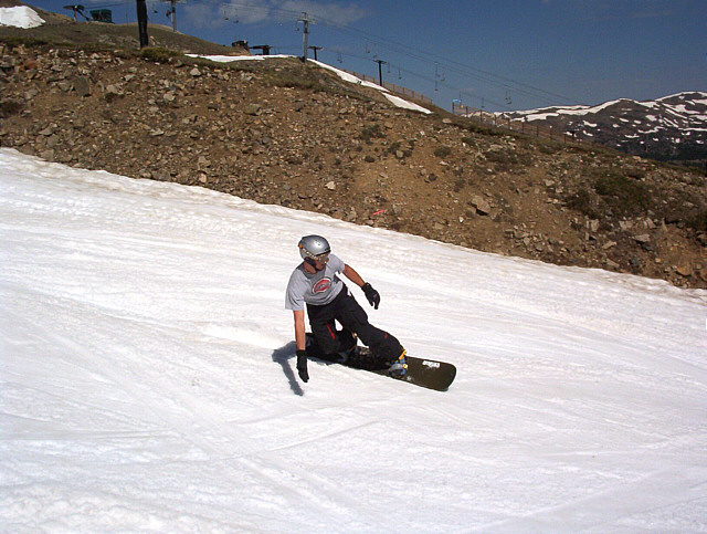 Going fast before the snow melts.  July in the Rockies