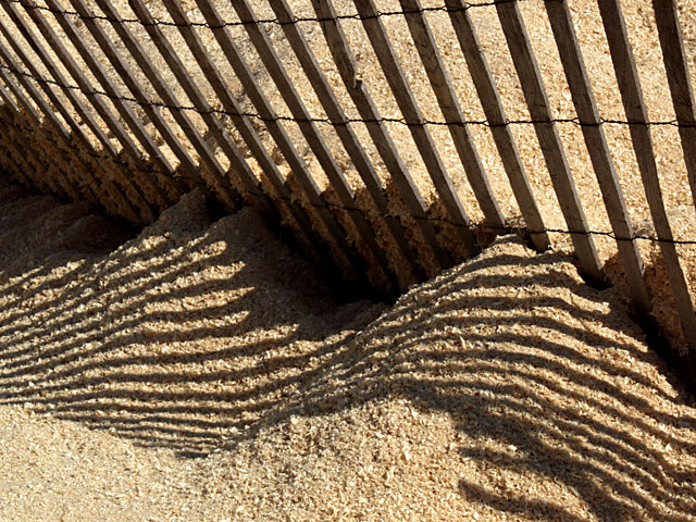 snow fence & sawdust