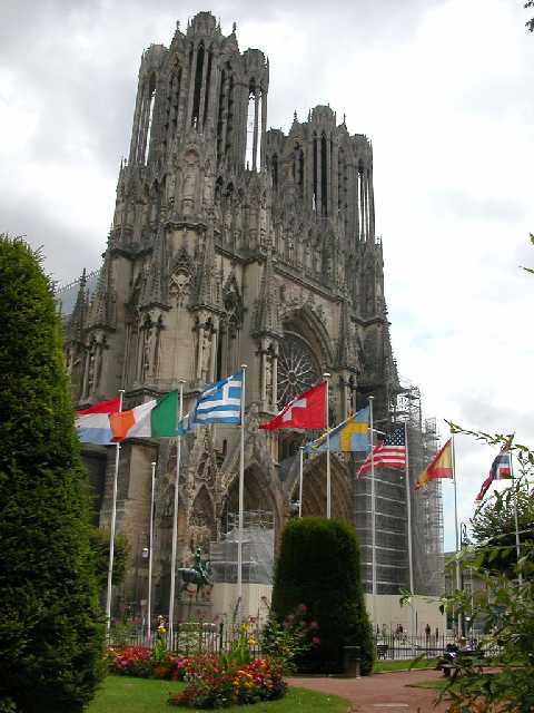 In the garden - looking at the cathedral