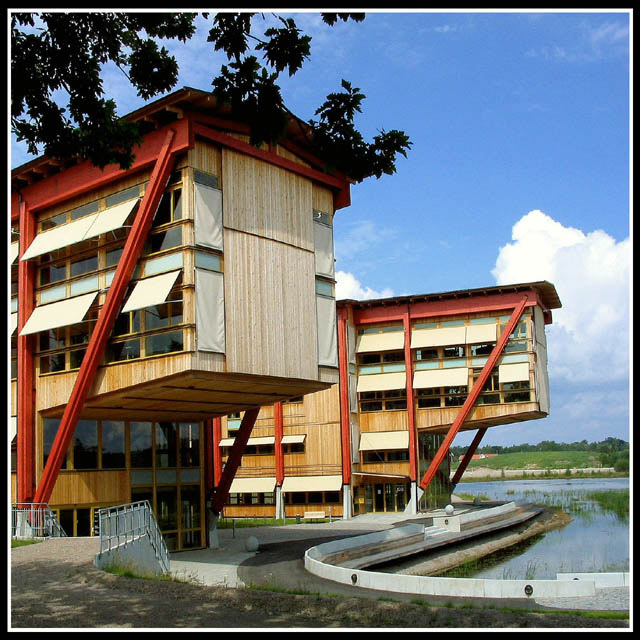 Wood house by the lagoon