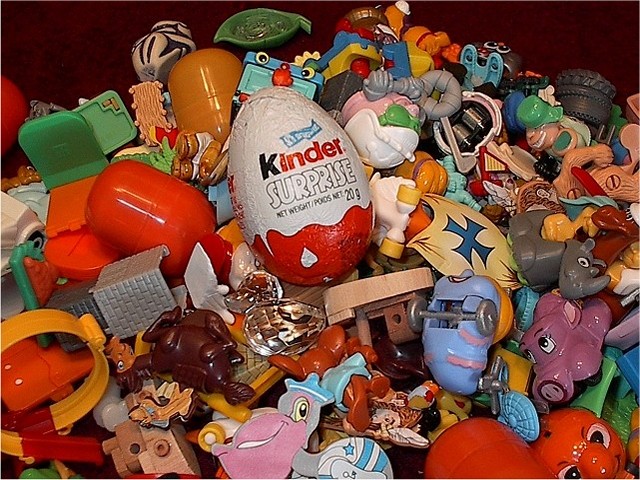 Mountain of Kinder Egg Toys (Spot the Crystal Duck).