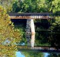 Old lonely railroad bridge in the country.