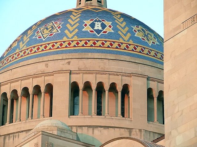 the Basilica's dome at sunset