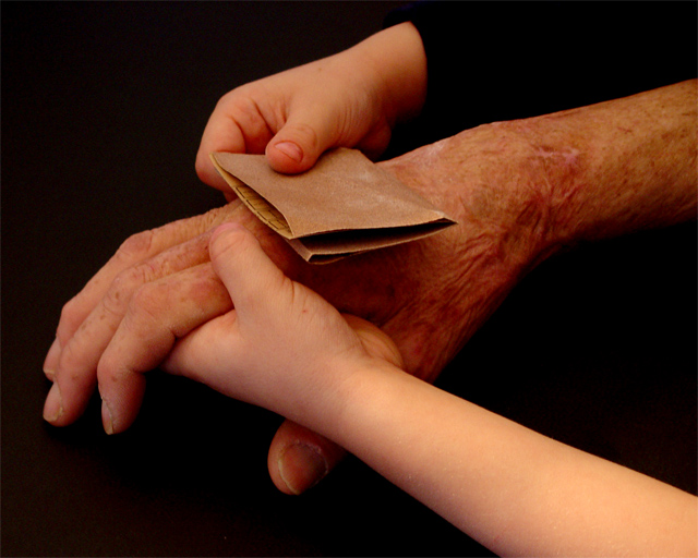 Grandpa I can make your hands smooth again.