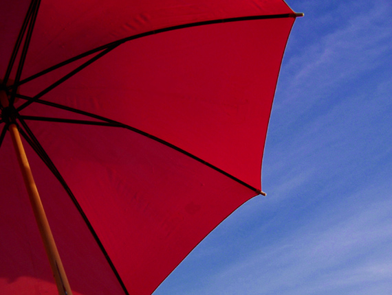 Red umbrella on a blue day