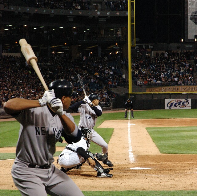 new york, new york   (jeter at the plate, rodriguez on deck)