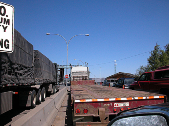 Lined up at the Ferry landing