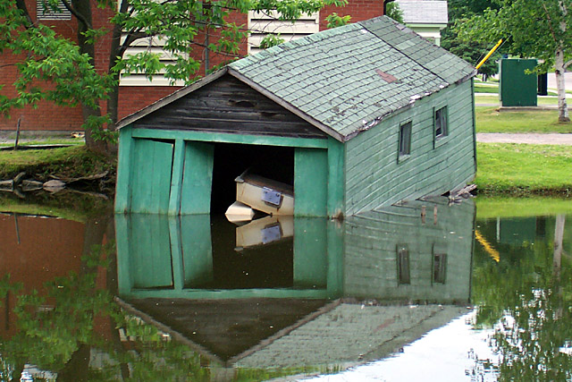 Recent rain poses problem for boathouse.