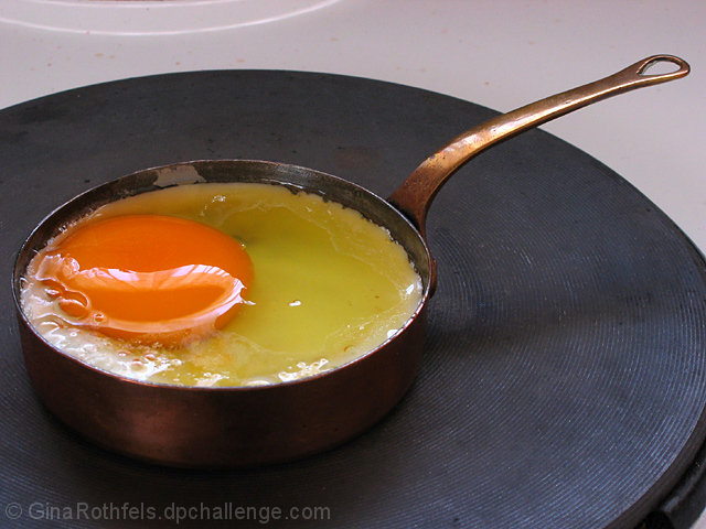 Frying an egg (in a miniature pan)