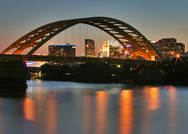 The Daniel Carter Beard Bridge Viewed from Newport, Kentucky - Cincinnati Skyline in the Background