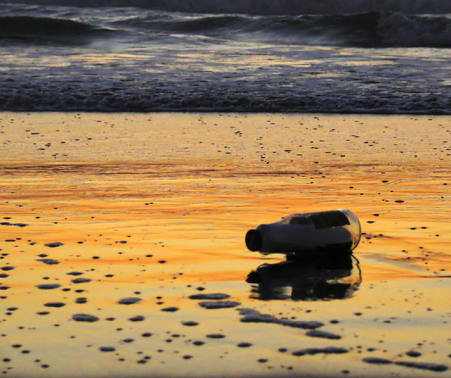 Message in a bottle washed ashore