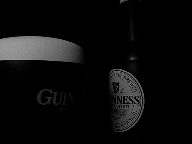 Beer dressed in black and white