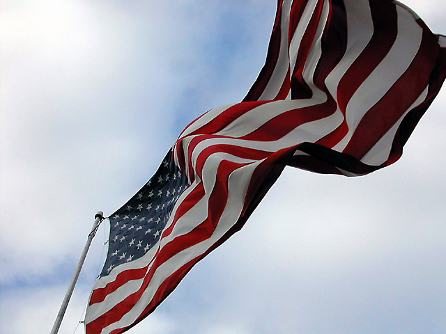 Huge Old Glory Luffing In The Wind