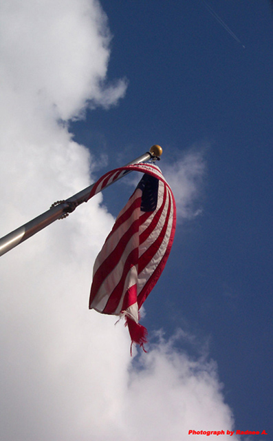 The stars and stripes on a sunny day.