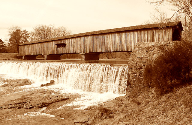 Bridge over falling waters