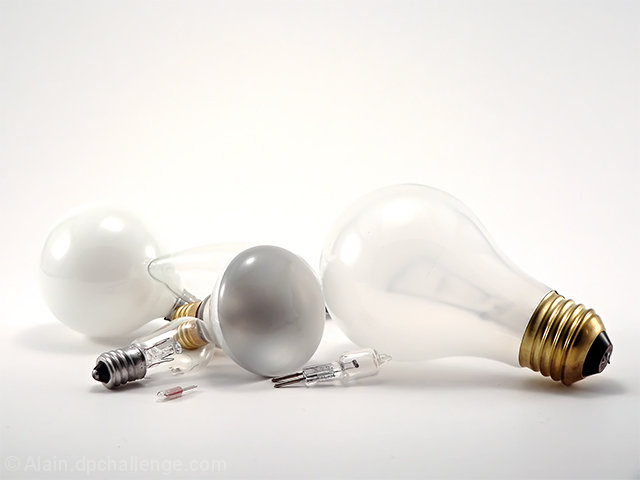 Light "Bulbs" On White