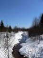 Keywords = Winter, Stream, Spring, Blue Sky, Forest, Cold, Snow, Water, White, North, Evergreens.