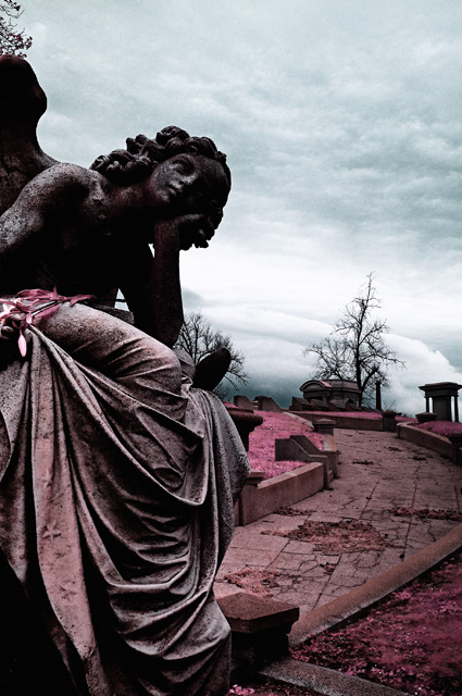 Angel on Tombstone in Infrared Color