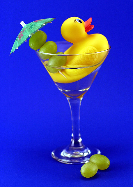 Aqueous Duck Martini w/ Grape Garnish