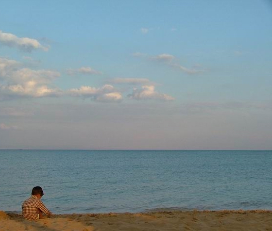 On the sea shore alone