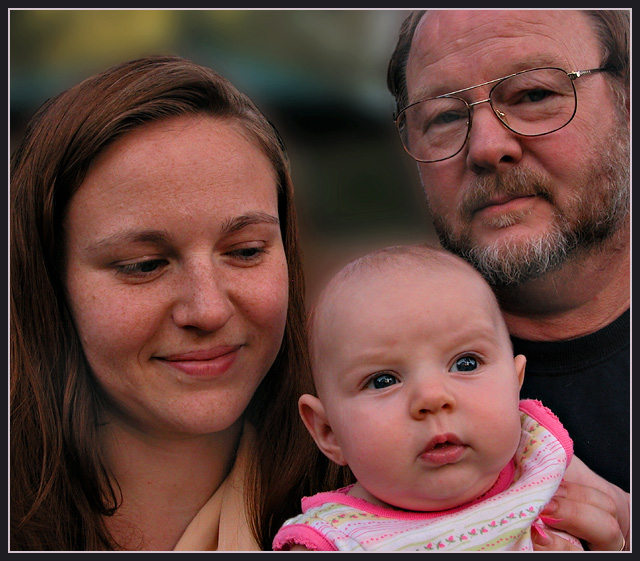 Gretchen, Mark, Rosie Jack  3 Generations in Sunset Light