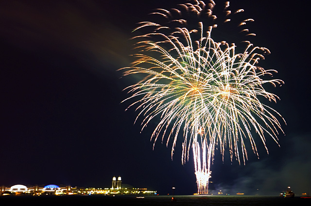 Independence Day Fireworks Over the City