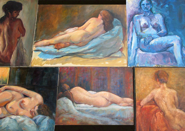 Collage of nudes (oil studies)