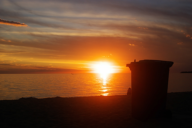 Sunset on the Garbage Bin