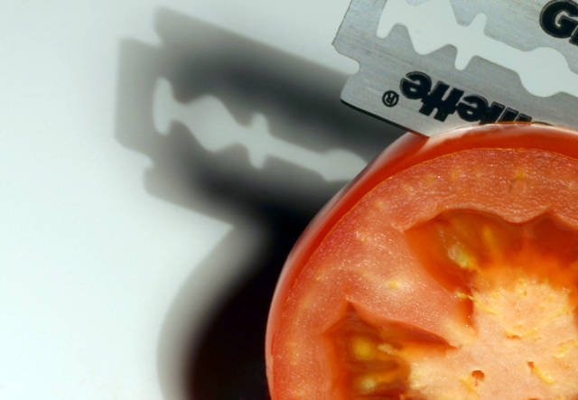 Slicing a tomato