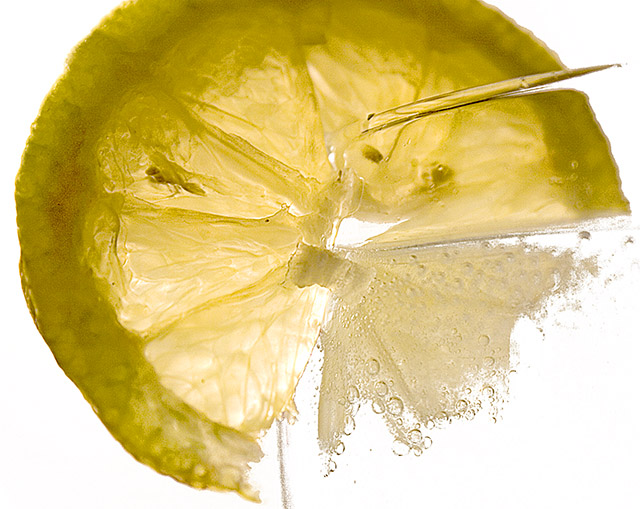 Slice of Lemon on Glass Rim