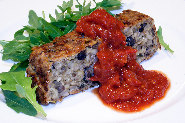 Mushroom Nut Roast with Tomatoe Sauce