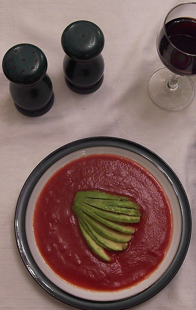 Avocado with tomato sauce