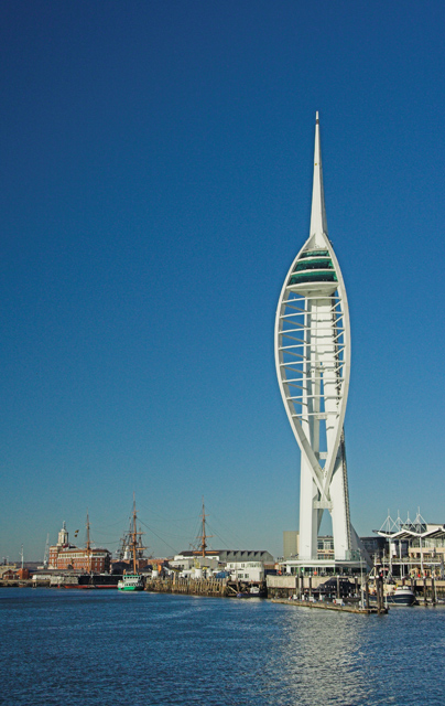 Spinnaker Tower sailing on a sea of blue