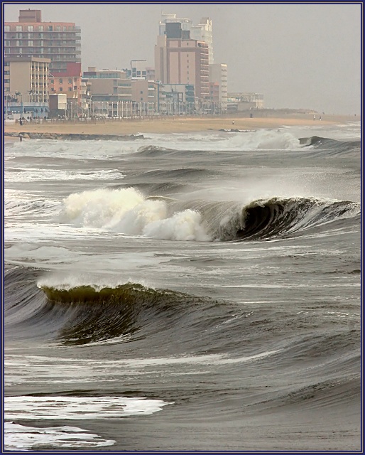 the churning surf