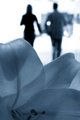 A couple leaving the flower shop
