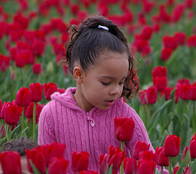 Child in Tulips