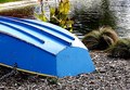 Teathered blue boat