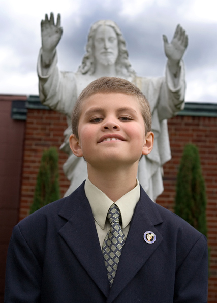 In The Church Garden With My Son After His First Communion