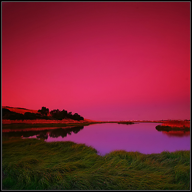 red skies at night