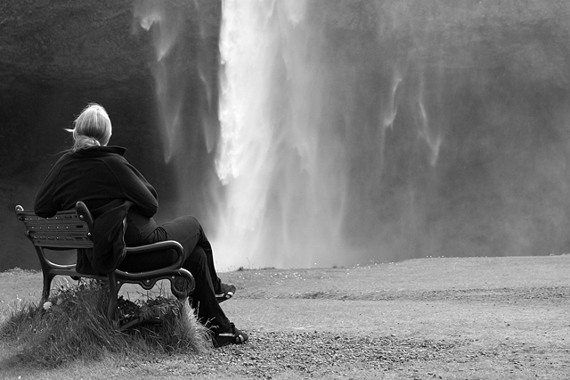 Looking at a waterfall