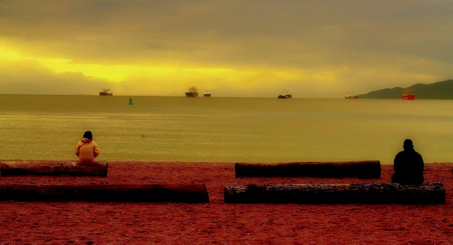 Loneliness Sunset on the Beach