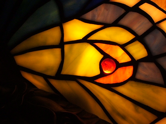 Lit Stained Glass in Gold