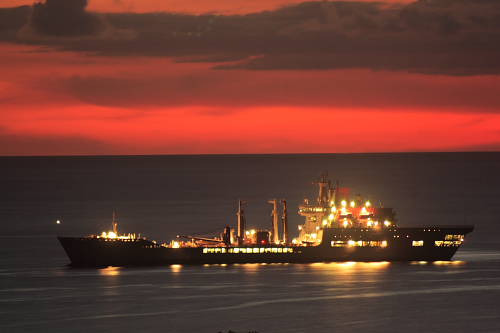 Ship at sunset