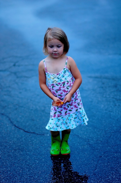 Catching leaves floating down the Street