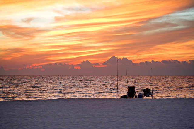 Fishing on the beach...