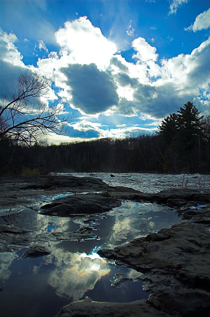 Reflection through rocks