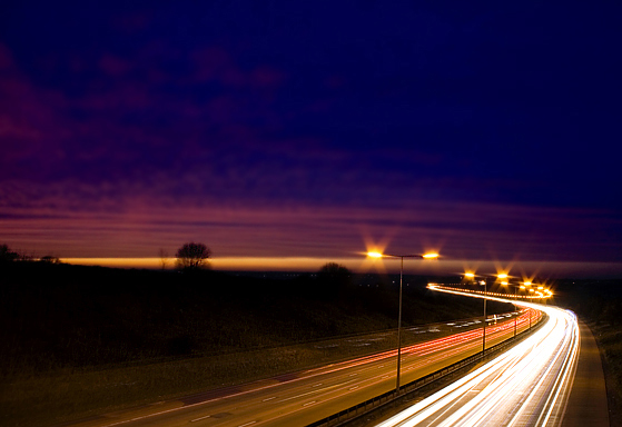 Sunset over the motorway