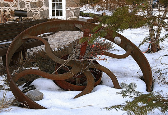 60" old rusted mill pulley