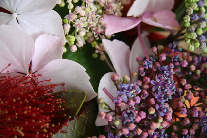 a symphony of petals in a fruit bowl