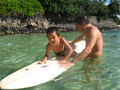 His first surf lesson